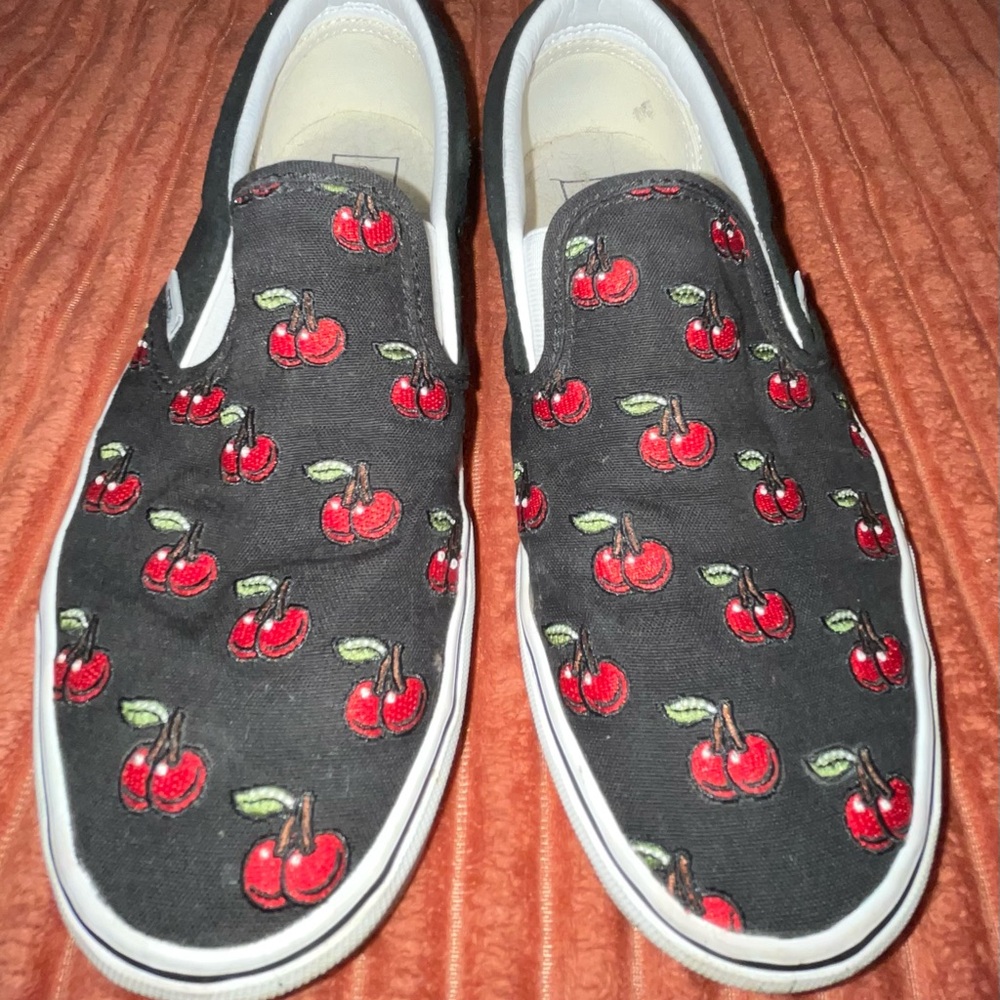 Van’s Embroidered Cherry Slip-Ons